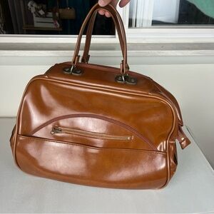 Vintage Cheney England Brown Patent Leather Doctor Bag